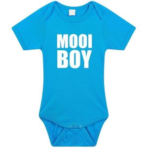 Mooiboy tekst baby rompertje blauw jongens - Kraamcadeau - Babykleding