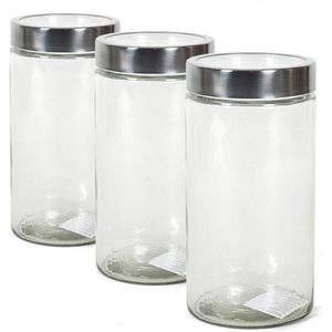 Set van 3x stuks glazen voorraadpotten/bewaarpotten met draai deksel met inhoud 1.7 liter - Inmaakpotten/weckpotten