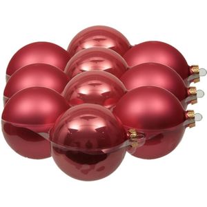 12x stuks kerstversiering kerstballen bubblegum roze van glas - 10 cm - mat/glans - Kerstboomversiering