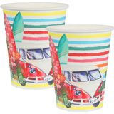 Santex tropical thema feest wegwerp bekertjes - 20x - 270 ml - karton - Hawaii themafeest