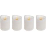 Set van 4x stuks led kaarsen/stompkaarsen wit met afstandsbediening - Elektrische kaarsen