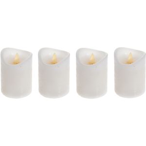 Set van 4x stuks led kaarsen/stompkaarsen wit met afstandsbediening - Elektrische kaarsen