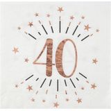 Verjaardag feest servetten leeftijd - 50x - 40 jaar - rose goud - 33 x 33 cm