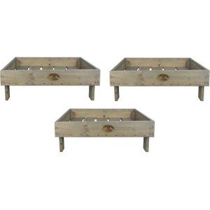Set van 3x stuks houten opberg/opslag kratten stapelbaar 37 x 57 cm - Aardappel/appel kratjes/kistjes - Stapelkisten