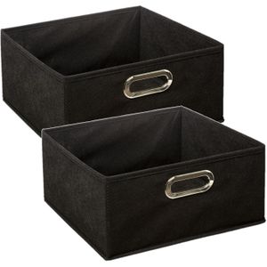 Set van 4x stuks opbergmand/kastmand 14 liter zwart linnen 31 x 31 x 15 cm - Opbergboxen - Vakkenkast manden