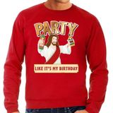 Foute Kersttrui / sweater - Party Jezus - rood voor heren - kerstkleding / kerst outfit
