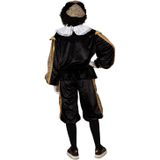 Piet verkleed kostuum luxe 3-delig - zwart/goud - polyester - Pietenpakken voor volwassenen