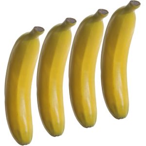 Kunstfruit decofruit - 4x - banaan/bananen - ongeveer 18 cm - geel - namaak fruit