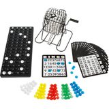 Bingo spel zwart/wit complete set 20 cm nummers 1-75 met molen, 168x bingokaarten en 2x stiften - Bingospel - Bingo spellen - Bingomolen met bingokaarten - Bingo spelen