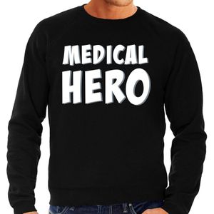 Medical hero / zorgpersoneel cadeau sweater / trui zwart met witte letters voor heren - zorgpersoneel sweaters / waardering truien