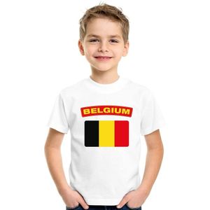 Belgie t-shirt met Belgische vlag wit kinderen