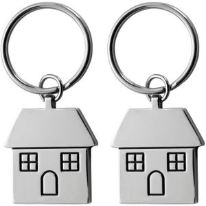 Pakket van 12x stuks sleutelhangers met huisje 7 cm - sleutelhangers - Housewarming cadeaus