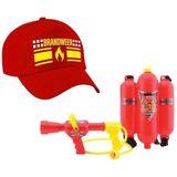 Carnaval pet brandweerman / brandweervrouw met brandblusser waterpistool voor kinderen - brandweer verkleedkleding / carnaval oufit