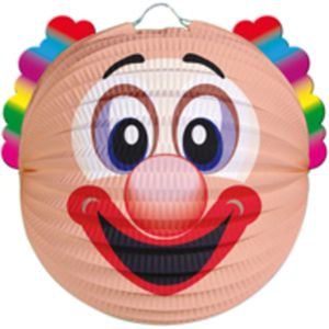 6x stuks feest Lampion clown 20 cm - Carnaval party - Feestartikelen/versiering