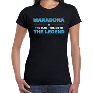 Maradona naam t-shirt the man / the myth / the legend zwart voor dames - namenshirts