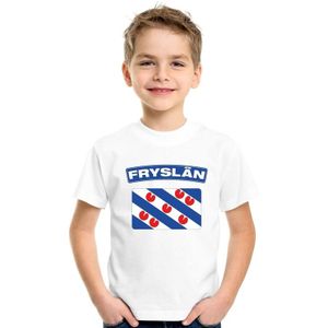 Friesland t-shirt met Friese vlag wit kinderen
