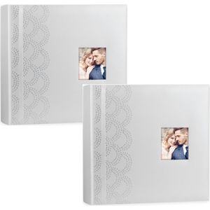 2x Luxe fotoboek/fotoalbum Anais bruiloft/huwelijk met 50 paginas wit - 32 x 32 x 5 cm
