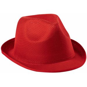 Carnaval verkleed trilby hoedje - rood - polyester - volwassenen/heren/dames