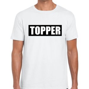 Topper  in kader shirt heren wit  / Topper in zwarte balk wit shirt heren