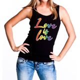 Love is love gay pride tanktop -  zwart regenboog singlet voor dames - gaypride