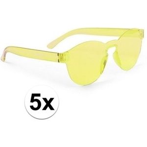 5x Gele verkleed zonnebril voor volwassenen - Feest/party bril geel