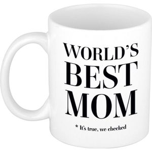 Worlds best mom cadeau koffiemok / theebeker - 330 ml - wit - Cadeau mok / Moederdag