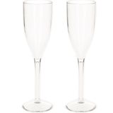 2x stuks onbreekbaar champagne/prosecco glas transparant kunststof 15 cl/150 ml - Onbreekbare champagne glazen/flutes