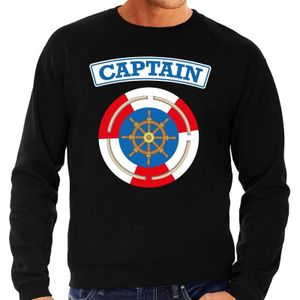 Kapitein/captain verkleed sweater zwart voor heren - maritiem carnaval / feest trui kleding / kostuum