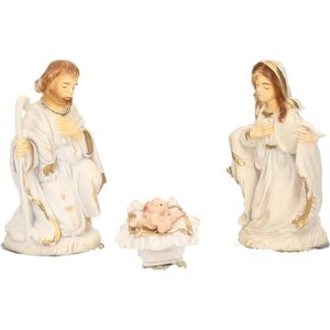 Kerststal beelden / figuren 3 stuks in doos 21 x 16 x 6,5 cm - religieuze kerstbeelden / kerststallen figuren