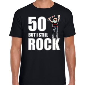 Verjaardag t-shirt 50 but I still rock - zwart - heren - vijftig jaar cadeau shirt Abraham