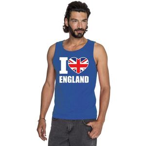 Blauw I love Groot-Brittannie supporter singlet shirt/ tanktop heren - Engels shirt heren