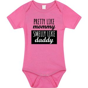 Pretty like mommy smelly like daddy tekst baby rompertje roze meisjes - Kraamcadeau - Babykleding