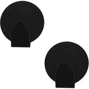 Excellent houseware - Zelfklevende rvs haakjes - zwart - 12x