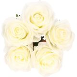 5x Kunstbloemen rozen Simone wit 45 cm - Kunstbloem/nepbloem roos - Kunstplanten/nepplanten