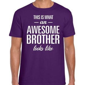 Awesome Brother tekst t-shirt paars heren - heren fun tekst shirt paars