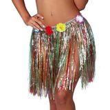 Fiestas Guirca Hawaii verkleed set - 2x - volwassenen - multicolour - rokje/bloemenkrans/haarclip