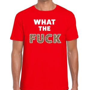 What the Fuck tijgerprint heren shirt rood - Heren feest t-shirts
