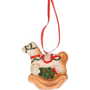 1x Kerstornamenten hobbelpaard hanger 8 cm - Kerstboomversiering/kerstboomdecoratie kersthangers