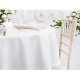PartyDeco tafelkleed/tafellaken rond - wit - 230 cm - polyester - Bruiloft feest tafelkleden
