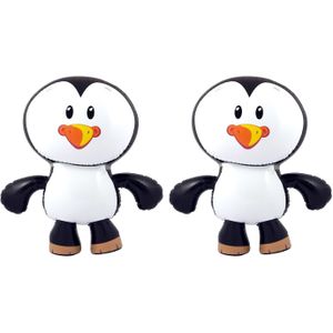 Opblaasbare dieren - 4x - Pinguin - wit/zwart - 56 cm - pvc kunststof - decoratie zuidpool/kerst