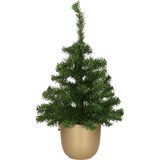 Everlands Kerstboom - kleine kunst kerstboom - H60 cm - keramiek pot goud