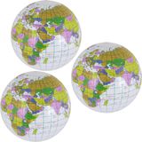 Opblaasbare strandbal van een wereldbol - 5x -  de aarde - globe - Dia 40 cm - kunststof