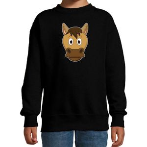Cartoon paard trui zwart voor jongens en meisjes - Kinderkleding / dieren sweaters kinderen