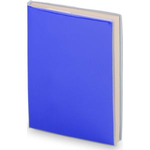 Notitieblokje blauw met zachte kaft en plastic hoes 10 x 13 cm - 100x blanco paginas - opschrijfboekjes