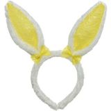 8x Wit/gele konijn/haas oren verkleed diademen voor kids/volwassenen - Verkleedaccessoires - Feestartikelen