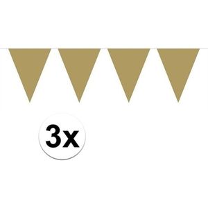 2x Mini vlaggenlijn / slinger - 300 cm - goud