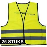 25x Veiligheidsvest Dunlop geel voor volwassenen - Reflecterende veiligheidsvesten 25 stuks