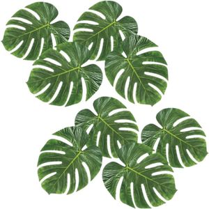 Hawaii/zomerse/tropische decoratie monstera palmen bladeren set van 16x stuks - 15 x 35 cm per blad - Versieringen