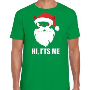 Devil Santa Kerstshirt / Kerst t-shirt hi its me groen voor heren - Kerstkleding / Christmas outfit