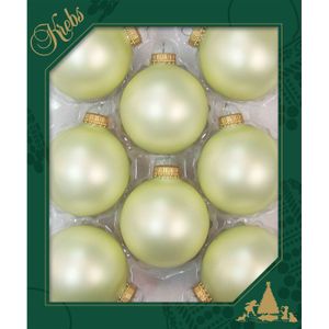 Krebs kerstballen - 8x st - vanille lichtgeel - 7 cm - glas - velvet